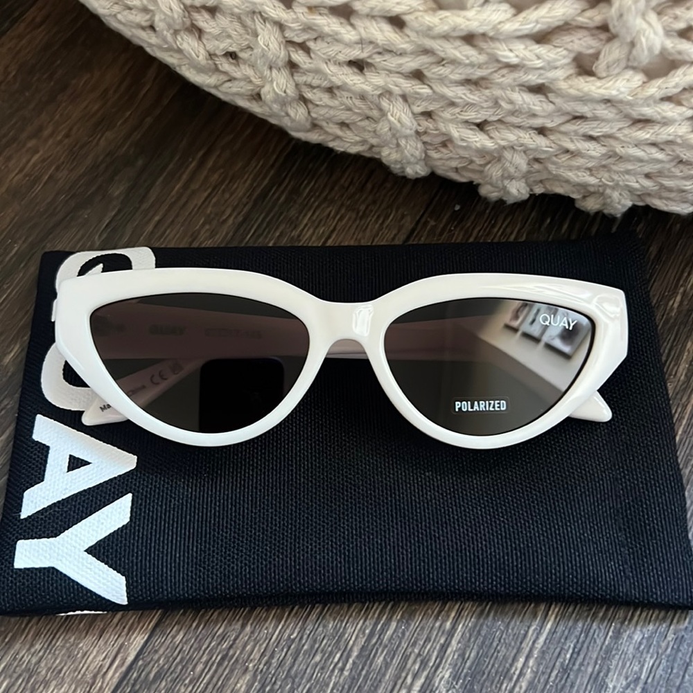 Quay Australia White Cat-Eye Sunglasses